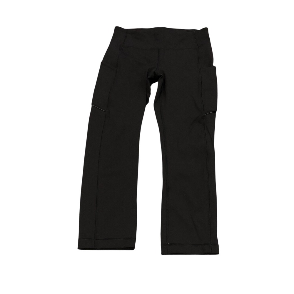 Lululemon Speed Up Crop Leggings Womens 4 Black High Rise Pockets Activewear